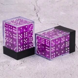 12mm D6 Transparent Purple pips dice set