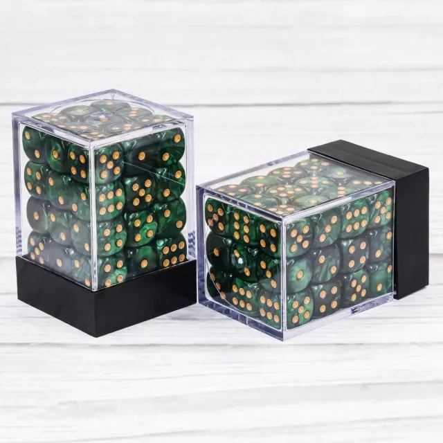 12mm D6 green pearl pips dice (36)