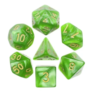 Light Green (Golden font) pearl dice set
