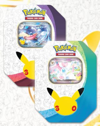 (PREORDER) Pokémon TCG 30th Celebration - ex Tins (1 Sylveon & 1 Greninja)