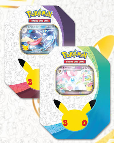 (PREORDER) Pokémon TCG 30th Celebration - ex Tins (1 Sylveon & 1 Greninja)